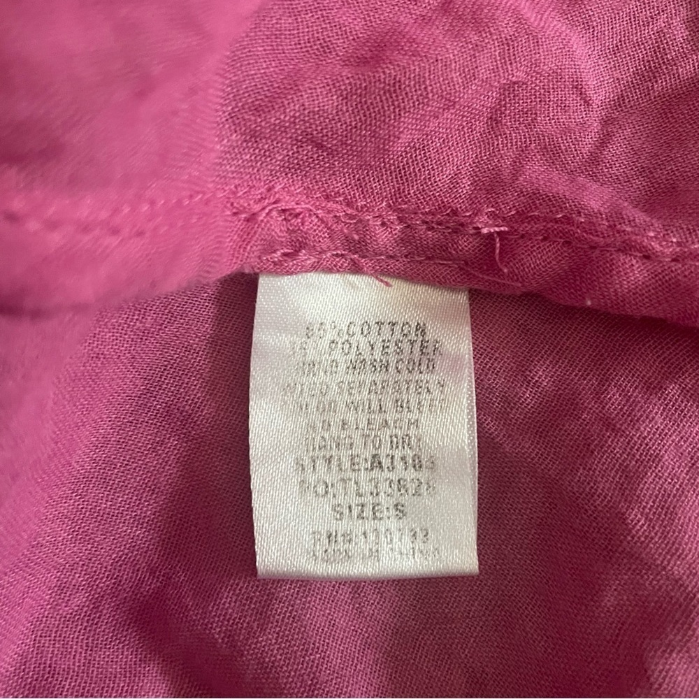 Umgee Pink Floral Embroidered Laffer Lace Trim Blouse Size Small - Picture 5 of 5